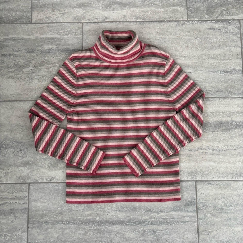 Pendleton‎ Women's Striped Cowl Neck Sweater - Pink, Gray, Cream